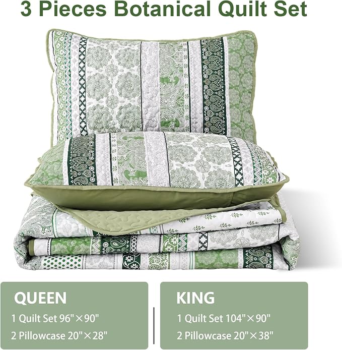 WONGS BEDDING Boho Quilt Set King Size, Lightweight Bedspread Coverlet Bedding - Image 7