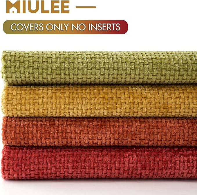 MIULEE Pack of 4 Burnt Orange Couch Throw Pillow Covers 16x16 Inch Yellow Green - Image 6