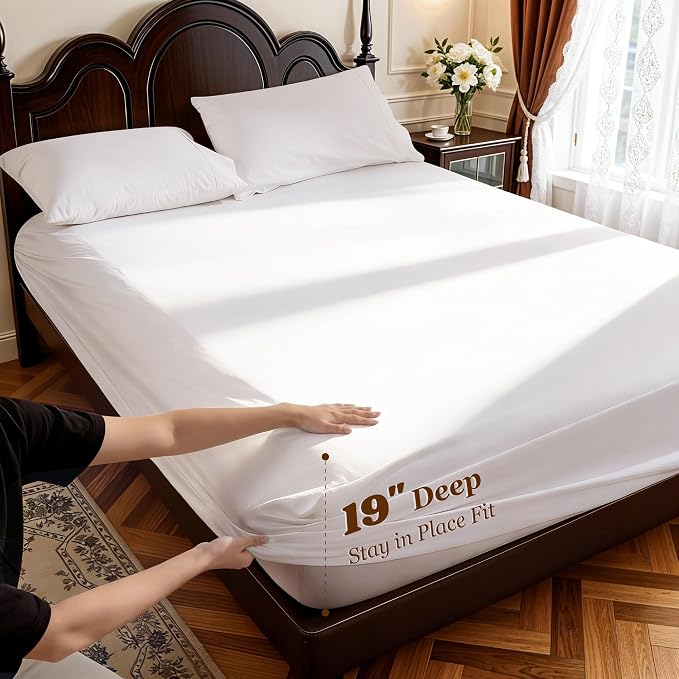 LBRO2M 100% Cotton Sheets Set Deep Pocket 19", 1000 Thread Count Queen Size 4 - Image 2