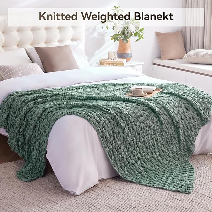 Knitted Weighted Blanket for Adult, No Beads Heavy Blanket 48” x 72'' 12lbs - Image 6