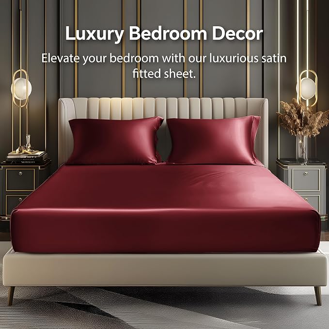 BEDELITE Satin Fitted Sheet and Pillowcases Set, Luxury Soft Similar to Silk - Image 2