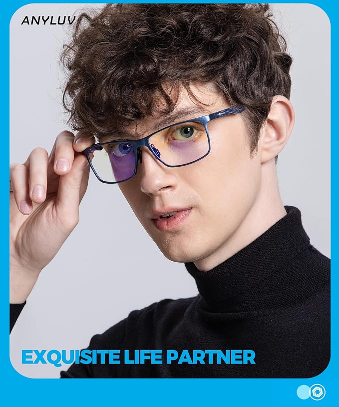 ANYLUV Blue Light Glasses Men, Relieve Eyestrain and Eye Protection, Al-Mg - Image 2