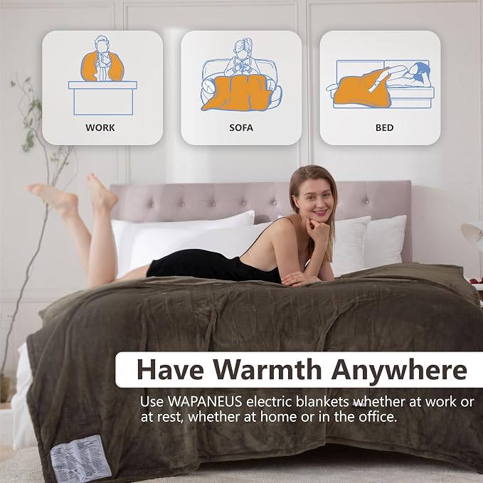 Wapaneus Heated Blanket Electric Queen Size 84"x90"-Dual Control - Image 5