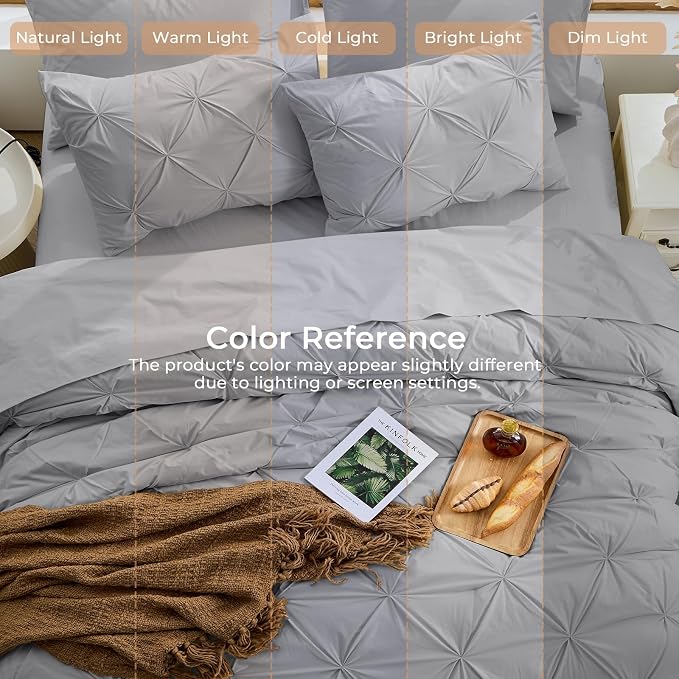 Sasttie Twin XL Comforter Set, 5-Piece Bed in a Bag, Pintuck Bedding Sets - Image 8
