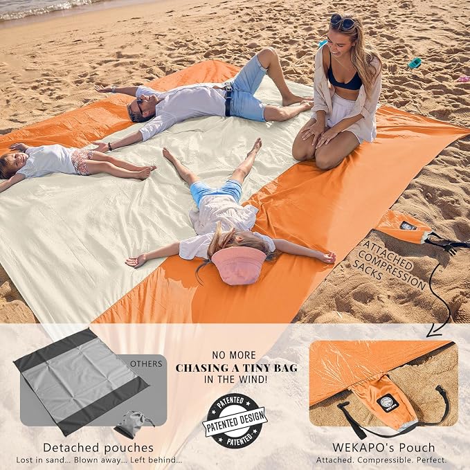 WEKAPO Beach Blanket Sandproof Waterproof, Extra Large Beach Mat, Oversized & - Image 3