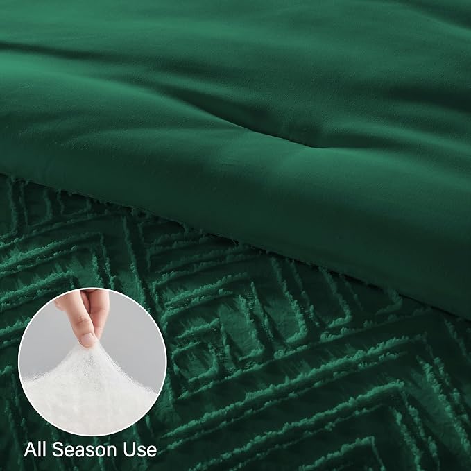 Zzlpp Queen Comforter Set 7 pieces, Emerald Green Tufted Bed in a Bag - Image 6