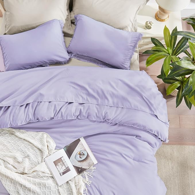 Andency Full Size Comforter Set Lavender, All Season Soft Tassel Bed Set - Image 6