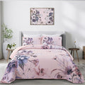Floral Quilt Set Queen 3 Pieces Pink Floral Quilt Coverlet Set Soft Microfiber by DRUCON