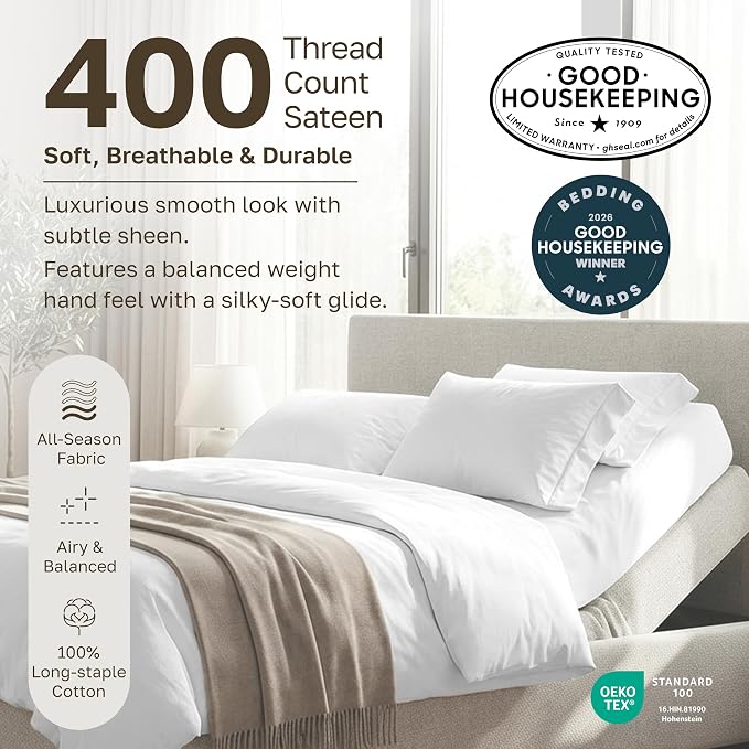 California Design Den Soft Split King 100% Cotton Sheet Sets, 400 TC Good - Image 3
