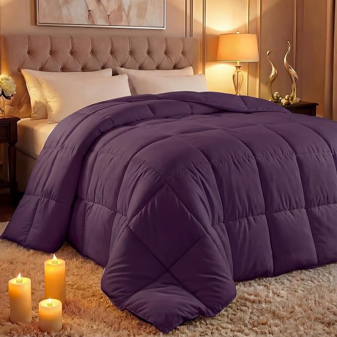 Utopia Bedding King Comforter Duvet Insert, Quilted Plum Comforter - Image 2