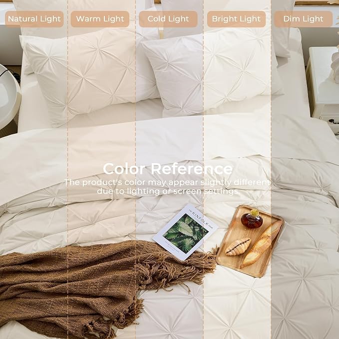 Sasttie Full Size Comforter Set, 7-Piece Bed in a Bag Double, Pintuck Bedding - Image 8