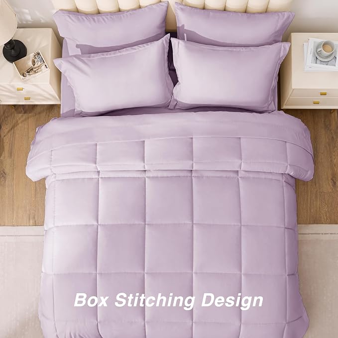 Love's cabin Full Comforter Set Light Purple, 7 Pieces Full Bed in a Bag - Image 4