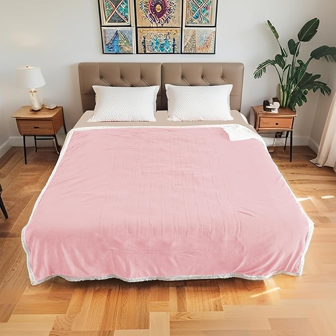 Electric Heated Blanket Throw Size 50"x60", Soft Flannel - Image 8