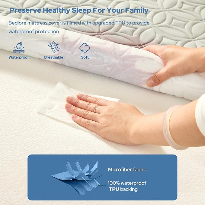 BEDLORE Waterproof Mattress Protector, Full Size Mattress Pad - Image 2