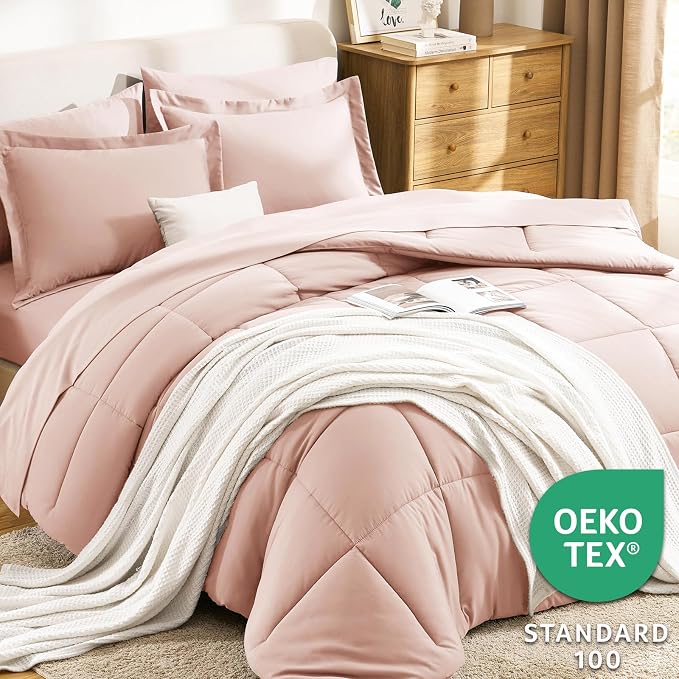 CozyLux Full Size Comforter Sets Blush Pink - Image 3