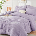 HYMOKEGE Lavender Full Size Comforter Sets Seersucker 7 Pieces, All Season by HYMOKEGE