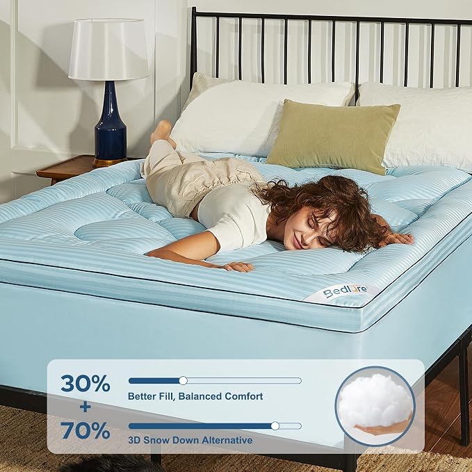 BEDLORE Queen Mattress Topper, Thick Pillow Top Pad - Image 2