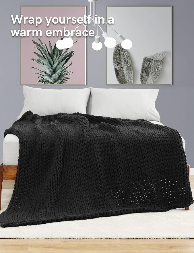 YnM 100% Cotton Weighted Blanket, Handmade Chunky Knitted Throw, No fillers - Image 3