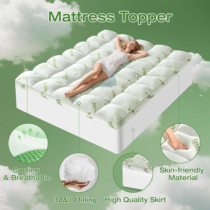 Mattress Topper Queen Size Viscose Derived from Bamboo, Thick Soft Pillow Top - Image 2