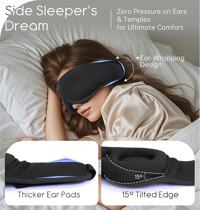 Sleep Mask with Headphones Bluetooth 5.4, TOPOINT 3D Eye Mask Blackout with - Image 5