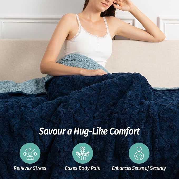 Wemore Weighted Blanket for Adults Twin Size 15 lbs, Dual Sided Soft Fuzzy - Image 4