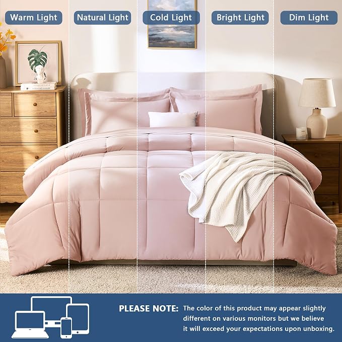 CozyLux Full Size Comforter Sets Blush Pink - Image 5