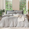 MooMee Bedding Duvet Cover Set 100% Washed Cotton Linen Like Textured by MOOMEE