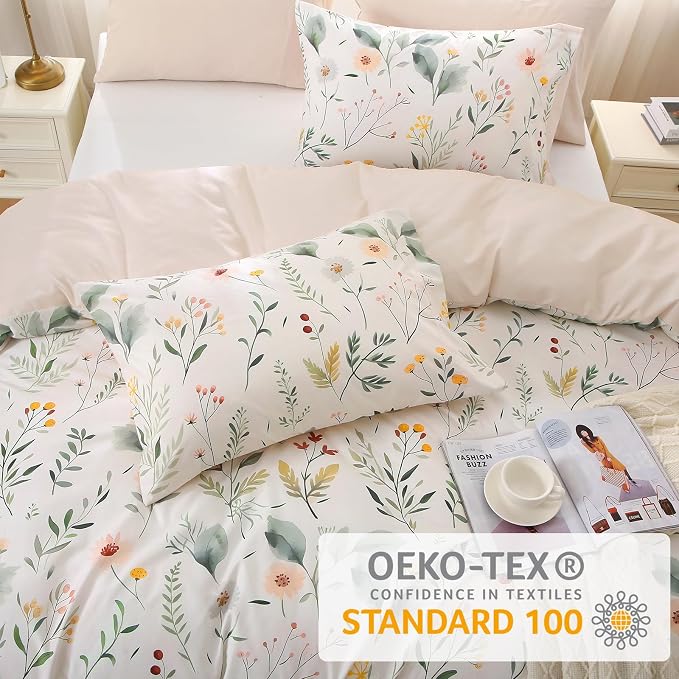 MUXHOMO Duvet Cover Queen Size, Reversible Floral Vintage Duvet Cover Set - Image 2