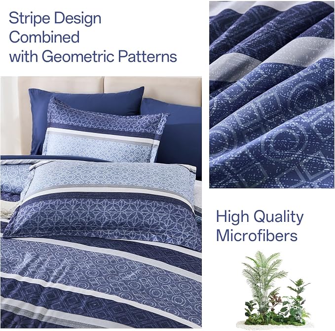 WONGS BEDDING Comforter Set Queen Size 7 Pieces, Patchwork Soft Lightweight - Image 6
