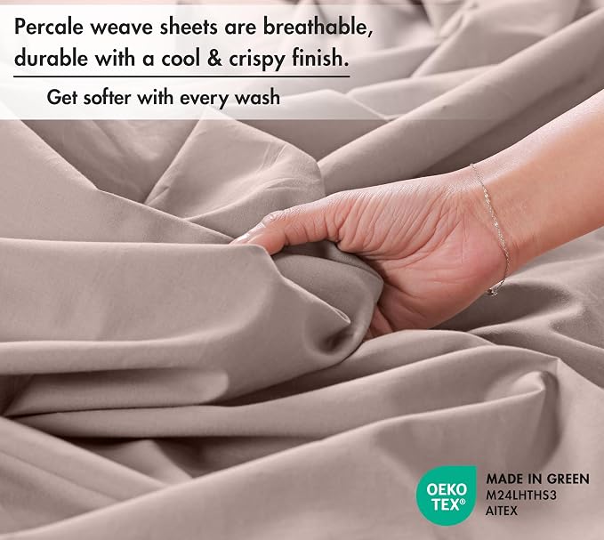 RUVANTI 100% Cotton Sheets – Queen Size Percale Bedding, Cooling & Breathable - Image 4