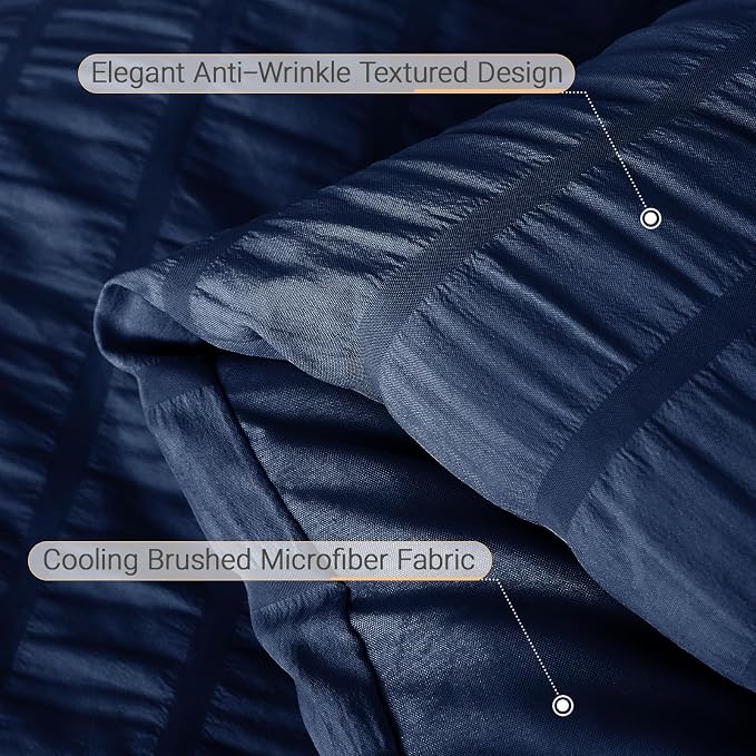 MUXHOMO 7 Pieces Queen Comforter Set, Seersucker Bed in a Bag Queen Size - Image 6