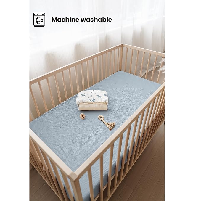 Konssy Muslin Crib Sheets 2 PCS, 100% Cotton Baby Crib Sheets - Image 4