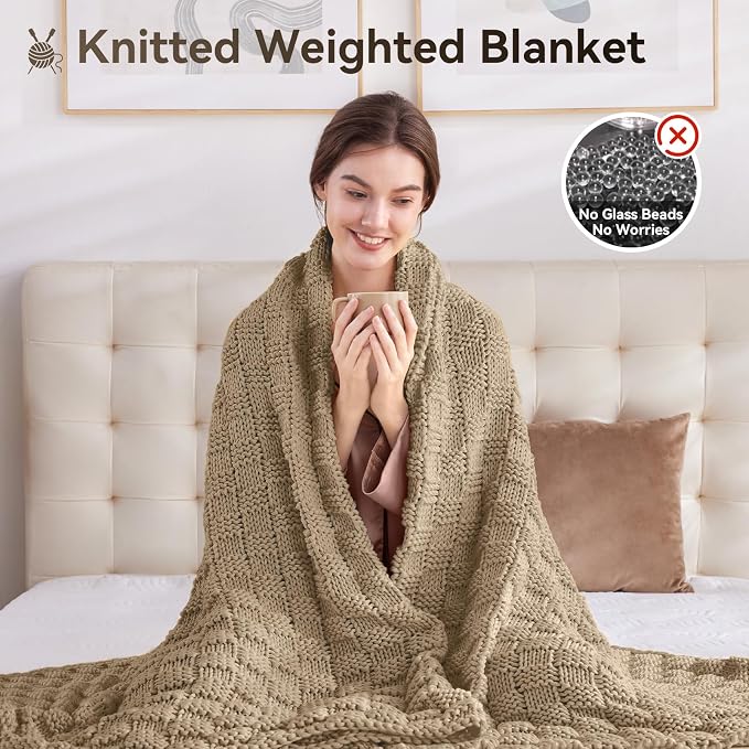 Knitted Weighted Blanket Kids, No Beads Heavy Blanket 36” x 48'' 5lbs, - Image 5