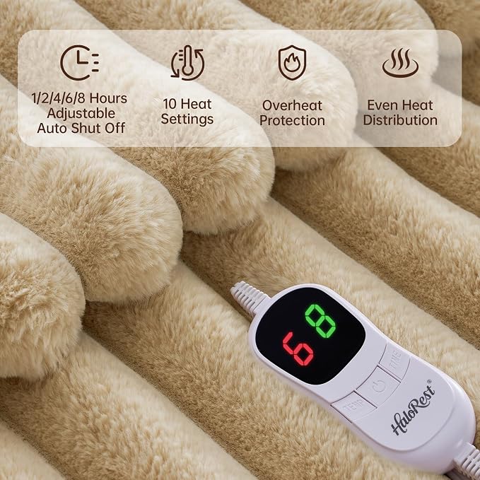 Heated Blanket Twin Size, Faux Fur Cozy Heating Blanket - Image 3
