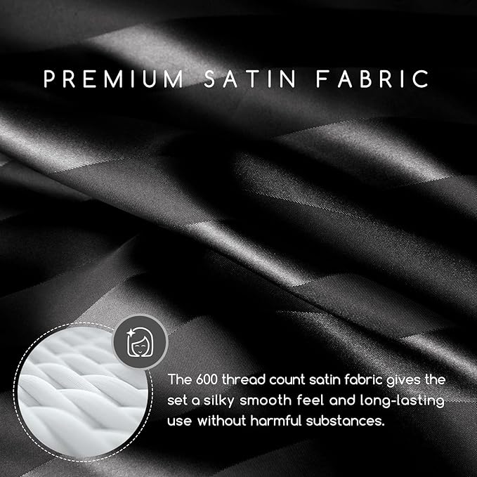 MR&HM Satin Bed Sheets, Twin XL Size Sheets Set - Image 3