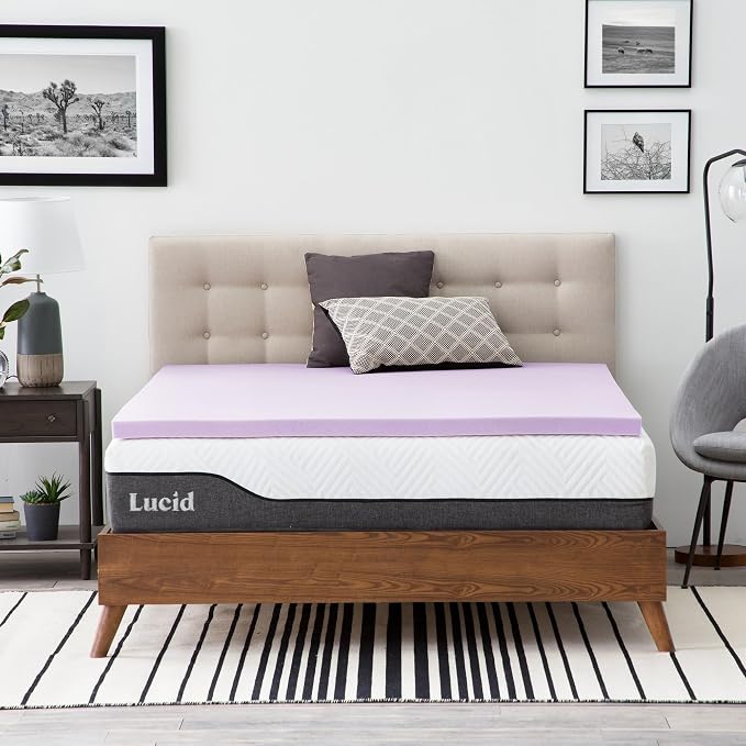 Lucid 2 Inch Lavender Memory Foam Mattress Topper, Twin Size – Essential Oil by Lucid