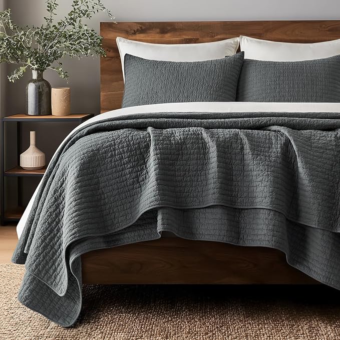 EVERGRACE Cross Stitch Pre-Washed Cotton Quilt Bedding Set King Size, Oversized by EVERGRACEHOME