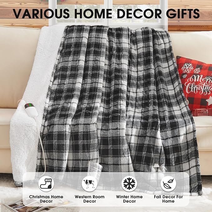 Black Heated Blanket Electric Twin Size, 62X84 Heating Blanket - Image 6
