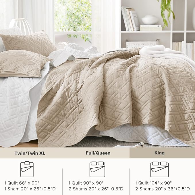 Comfort Spaces King Quilt Set Modern Reversible Diamond Coverlet King Bedding - Image 7