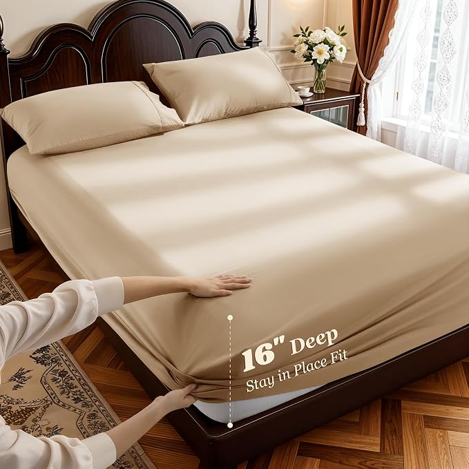 LBRO2M 1000 Thread Count 100% Egyptian Cotton Sheets Set California King Size - Image 4