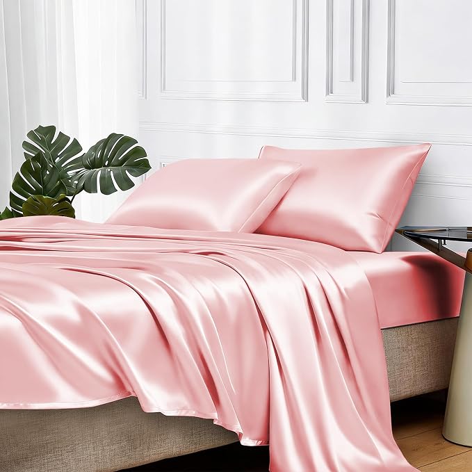 MR&HM Satin Bed Sheets, King Size Sheets Set by MRHM
