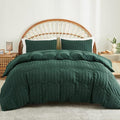 AveLom Dark Green Seersucker Duvet Cover Set Queen Size, 3 Pieces, Ultra Soft by AveLom