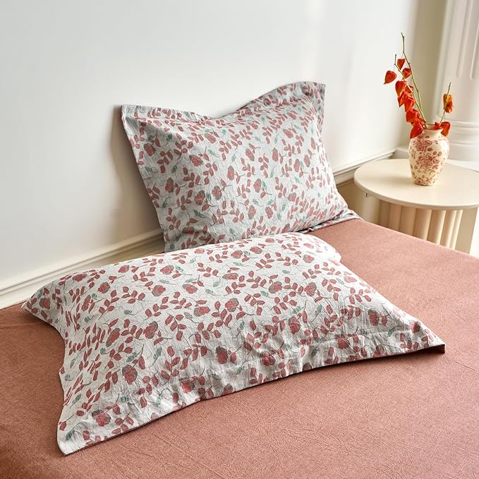 mixinni King Size Jacquard Duvet Cover Set – 100% Washed Cotton Floral Textured - Image 9