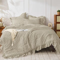 JOLLYVOGUE Queen Comforter Set, 3 Pieces Linen Seersucker Comforters Queen Size by JOLLYVOGUE