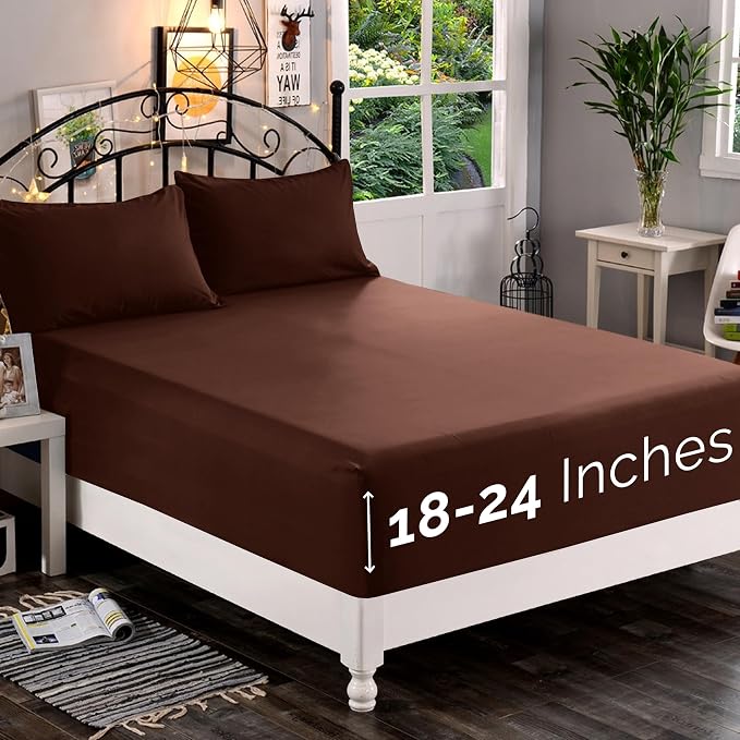 Elegant Comfort 1500 Premium Quality Fitted Sheet Ultra Soft 18-24 Inch Extra by ELEGANTCOMFORT