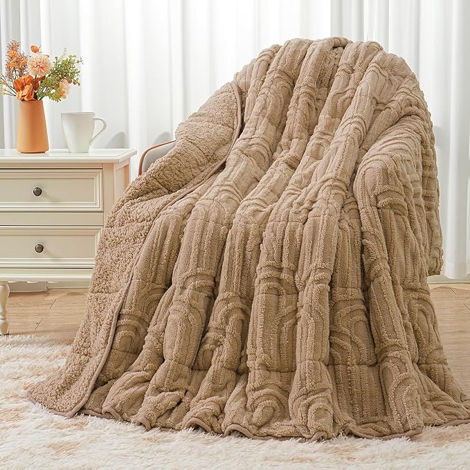 Wemore Jacquard Fleece Weighted Blanket Queen Size 60" x 80" 20lbs, Ultra Soft by WemoreDirect
