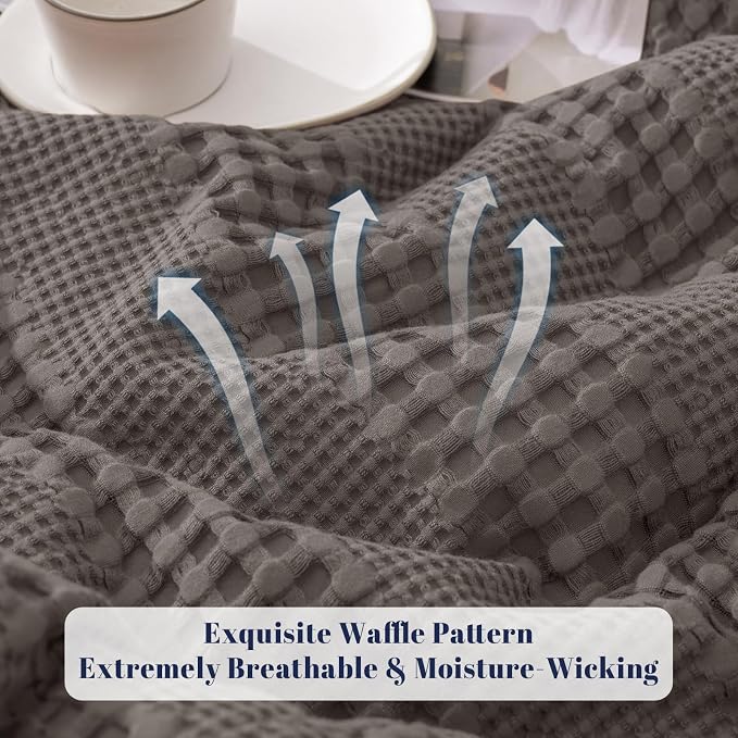 PHF Cooling Waffle Blanket King Size, Lightweight 60% Rayon from Bamboo & 40% - Image 4