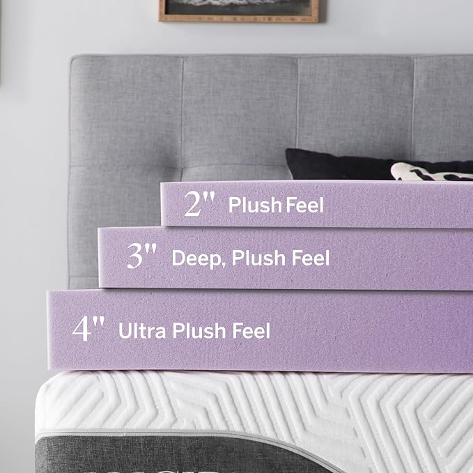 Lucid 3 Inch Lavender Memory Foam Mattress Topper, California King Size – - Image 3
