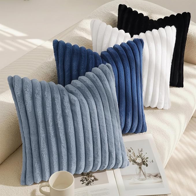 decorUhome Cozy Faux Fur Throw Pillow Covers 26x26 Set of 2 Decorative Soft - Image 7