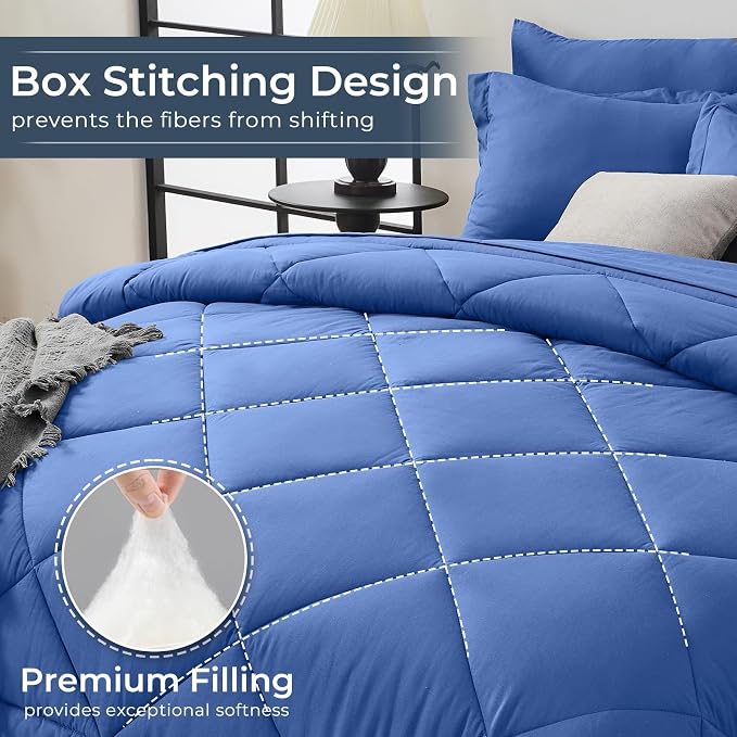 HEVUMYI Royal Blue Full Comforter Set - Image 4